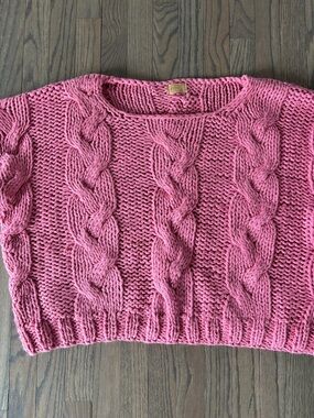 POL Bubblegum Pink Cable Knit Women’s Sweater, Size Small